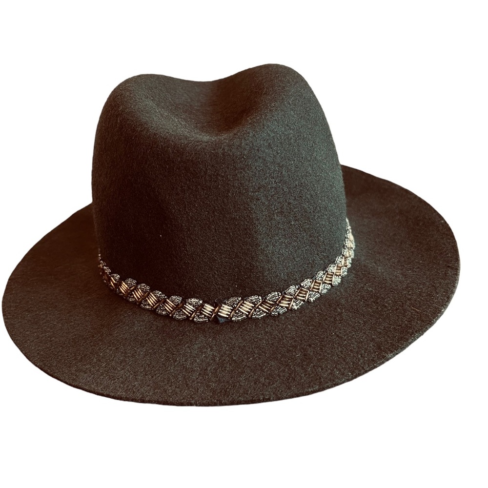Western Green Wool Beaded Ranch Festival Hat One Size